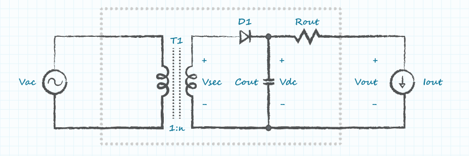 diagram of linear unregulated dc-dc converter circuit